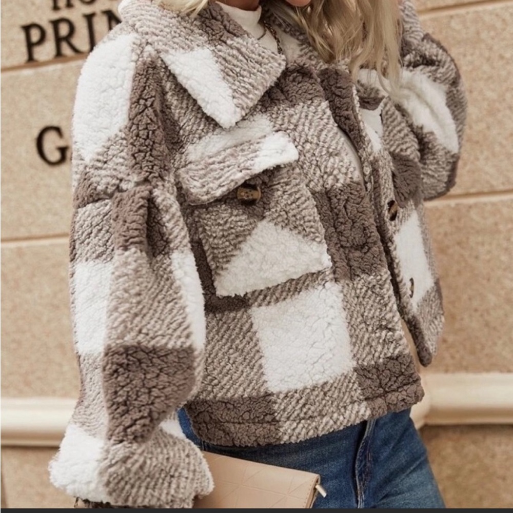 Boho plaid teddy jacket - Picture 3 of 3